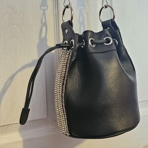 Jeanne Lottie Black Bucket Bag Beaded Detail Crossbody